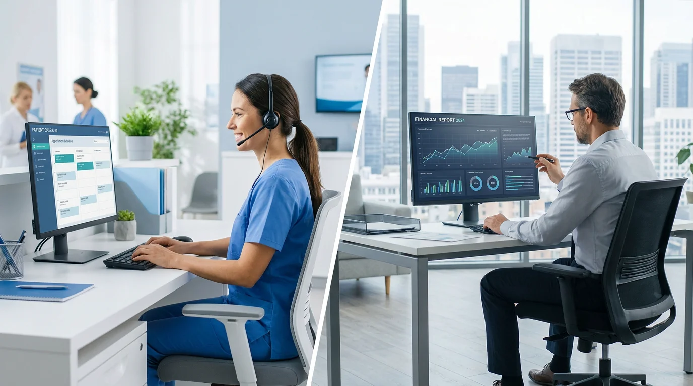 Healthcare and financial services professionals using cloud contact center technology in the US