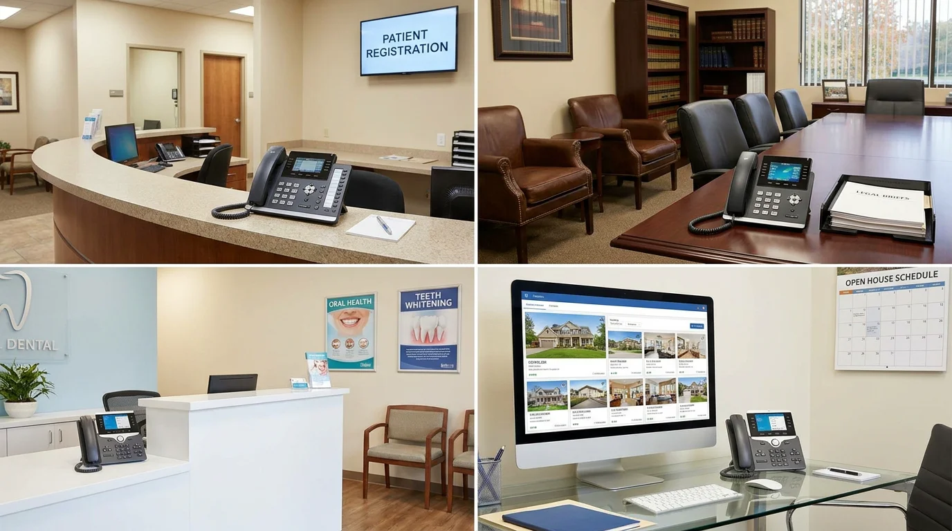 Healthcare, legal, dental, and real estate offices equipped with AI receptionist technology