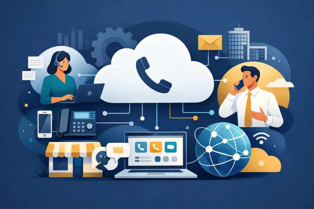 Business VoIP features for small businesses — cloud phone system with auto-attendant, call routing, and analytics