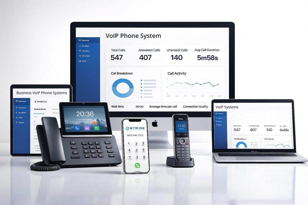 Small business employee using cloud VoIP system to work remotely — hosted phone system for distributed SMB teams
